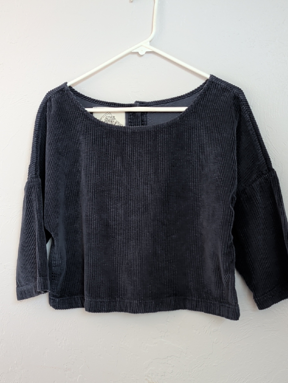 Sugar Candy Mountain Gwen Top Corduroy Dark Navy Blue Cropped Women's Size S